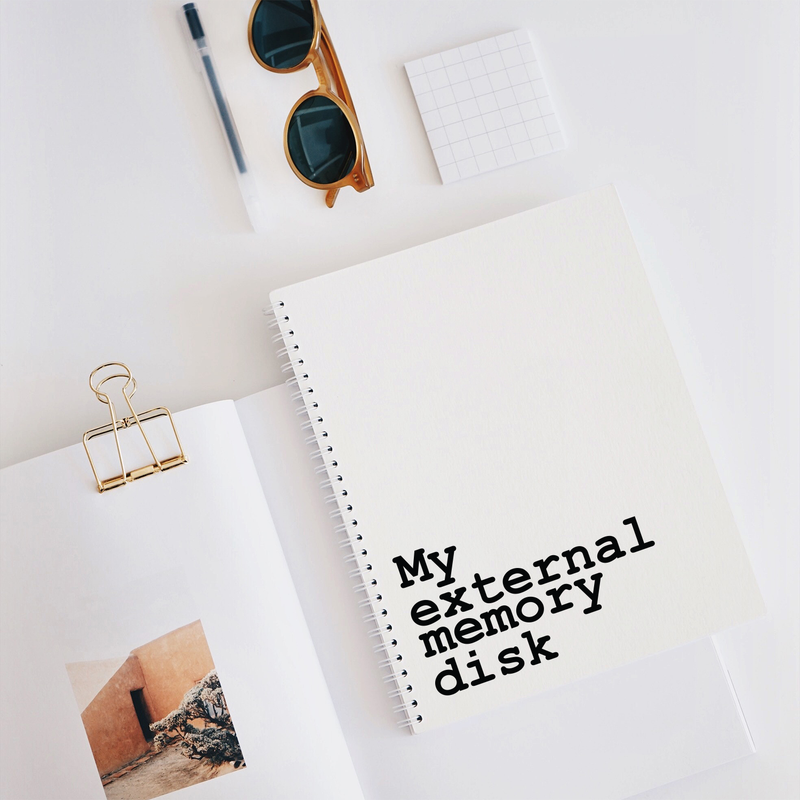 Vinyl Wall Art Decal - My External Memory Disk - 3.5" x 6" - Modern Funny Humorous Quote Sticker For Notebook Agenda Diary Journal Laptop Decoration Black 3.5" x 6" 3