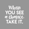 Vinyl Wall Art Decal - When You See A Chance; Take It. - 17" x 18" - Trendy Motivational Quote Positive Sticker For Home Office Bedroom Kids room Playroom School Work Decor White 17" x 18" 3