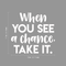 Vinyl Wall Art Decal - When You See A Chance; Take It. - 17" x 18" - Trendy Motivational Quote Positive Sticker For Home Office Bedroom Kids room Playroom School Work Decor White 17" x 18" 4