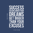 Vinyl Wall Art Decal - Success When Dreams Get Bigger Than Excuses - 22" x 14.5" - Modern Inspirational Quote Sticker For Home Office Bedroom Teen Room Coffee Shop Work Decor White 22" x 14.5" 5