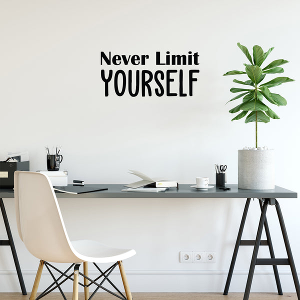 Vinyl Wall Art Decal - Never Limit Yourself - 11. Trendy Motivational Self-Esteem Quote Sticker For Home School Classroom Bedroom Living Room Office Decor