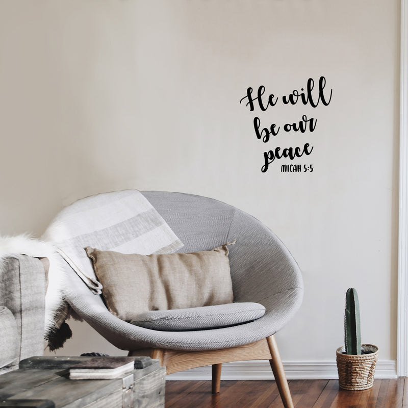 Vinyl Wall Art Decal - He Will Be Our Peace - 14. Modern Spiritual Lovely Inspiring Quote Sticker For Home Bedroom Living Room Coffee Shop Religious Center Decor   4