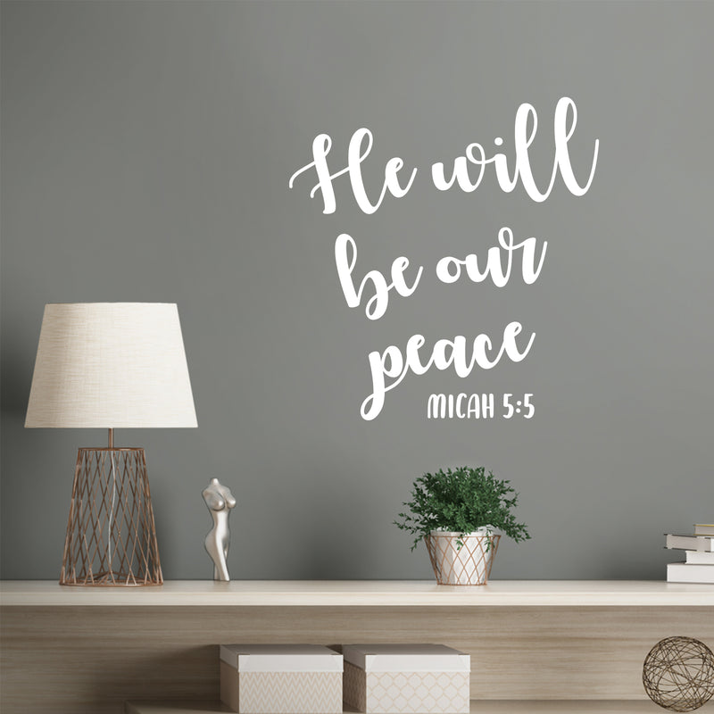 Vinyl Wall Art Decal - He Will Be Our Peace - 14. Modern Spiritual Lovely Inspiring Quote Sticker For Home Bedroom Living Room Coffee Shop Religious Center Decor   5